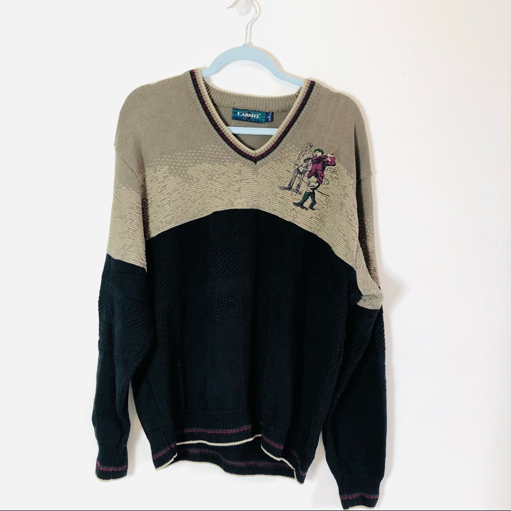Vintage Carmel Golf Crew Neck Pullover Sweater